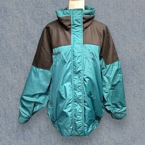 Columbia Women’s Vintage Teal and Gray Windbreaker Jacket - Size XL